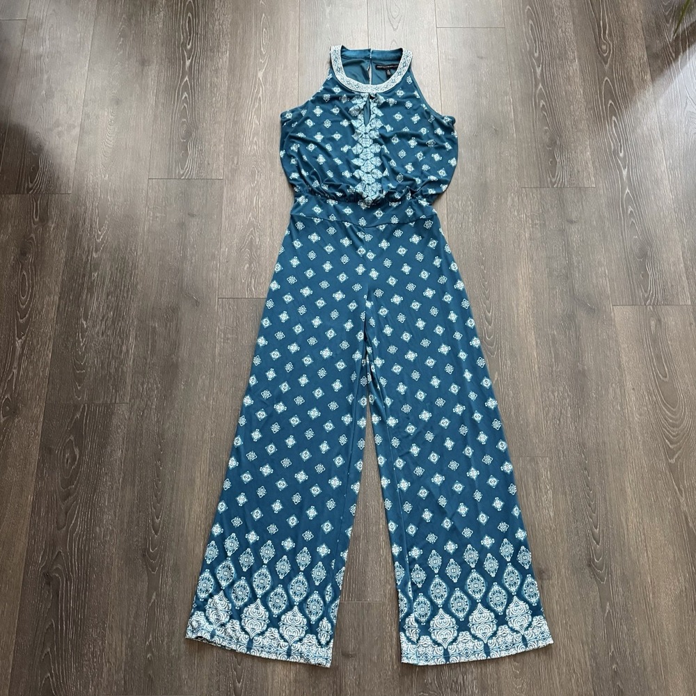 White‎ House Black Market WHBM Wide Leg Jumpsuit Medium Resort Party Euro Boho